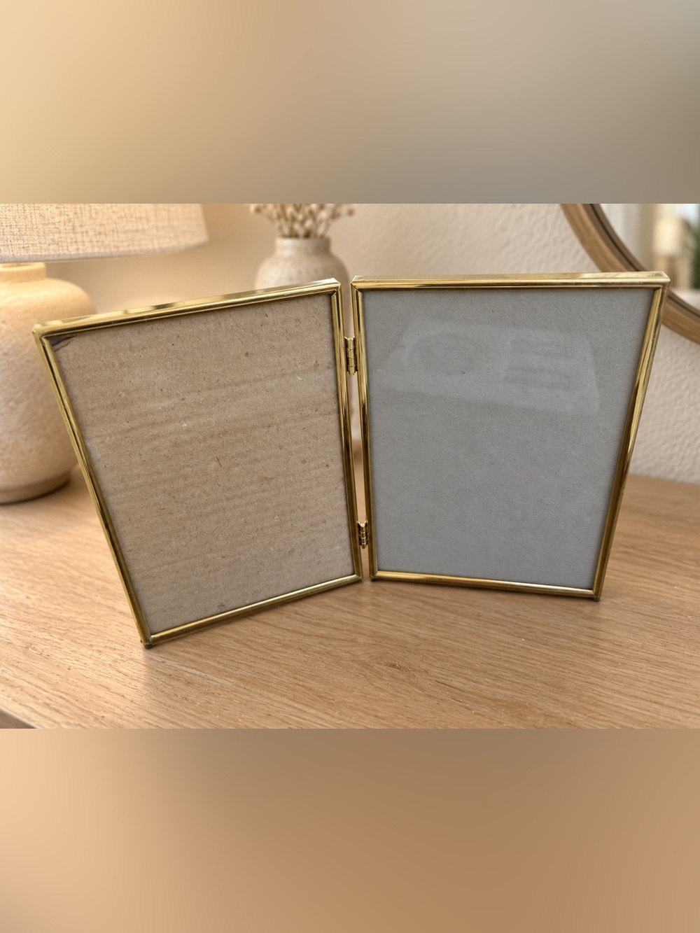 Vintage Double Brass Folding Picture Frame – Holds Two 5x7 Photos